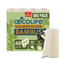 Küchentücher Bambus, 48 x 45 Blatt , 3-lagig, ungebleichter Bambus Zellstoff