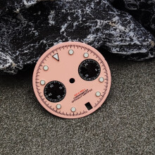 (Pink) 28.5MM For VK64 Watch Dial Hands Set 6 O 'clock Calendar Two-Register Faces