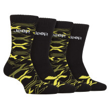 (06-Nov, Schwarz / Gelb) Jeep - Jeep - Dicke robuste Herren-Stiefelsocken aus Bambus 4 Paare