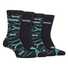 (06-Nov, Marineblau / Türkis) Jeep - Jeep - Dicke robuste Herren-Stiefelsocken aus Bambus 4 Paare