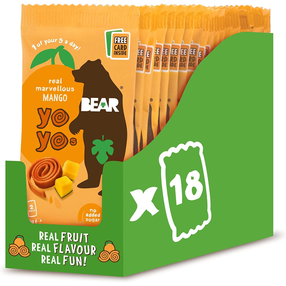 Bear Mango Yoyos Dried Fruit Rolls Healthy Vegan 20G 18 Packs