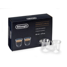 De'Longhi DLKC300 Essential Collection Double Walled Thermo Espresso Glasses, Set of 6, 60 milliliters, Dishwasher Safe, Clear, 5513296651