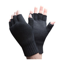 (One Size, Schwarz) Heat Holders - Heat Holders Winter Warme 3.2 TOG Fleece Fingerlose Handschuhe Gestrickt Outdoor