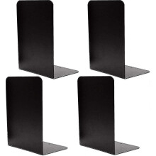 4 Stück robuste, schwarze, dekorative Buchstützen aus Metall, Buchstützen aus Metall mit rutschfestem Gummi fg2025031700784