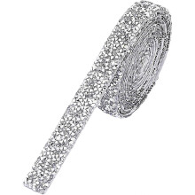 3 Yards Self Adhesive Rhinestones, Ribbon Roll Glitter Resin Diamond Ribbons Stickers Wrap Crystal Roll for DIY Arts Crafts,10mm