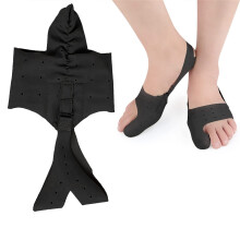 Toe Corrector with Adjustable Strap Fit, Big Toe Straightener Brace for Hallux Valgus and Bunions, Black M
