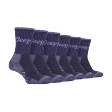 (04-Aug, Flieder / Lila) Jeep - 6er Pack Damen Wandersocken Atmungsaktiv | Jeep Terrain | Crew Socken Baumwolle