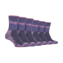 (04-Aug, Lila Rose) Jeep - 6er Pack Damen Wandersocken Atmungsaktiv | Jeep Terrain | Crew Socken Baumwolle