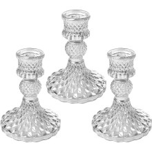 Glass Candlestick Holders, Elegant Crystal Candle Holders Decorative Candle Holders 3PCS for Wedding, Festival, Party Decoration.
