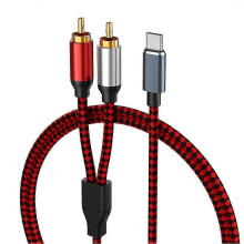 Audio kábel USB typu C na 2 RCA - kábel typu C RCA, audio linka USB-C pre domáce kino, zosilňovač, DV