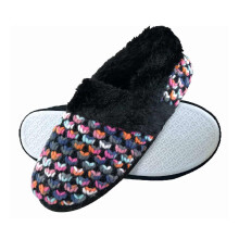 (6, Black) Dunlop - Ladies Cute Plush Winter Knitted House Slippers