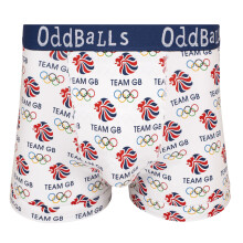 (Large, Weiß) Oddballs - OddBalls - Herren Team GB Boxershorts | Weiche Atmungsaktive Baumwollunterwäsche