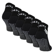 (06-Nov, Schwarz) TALYX - TALYX - 6er Pack Herren Bambus Sneaker Grip Socken, Rutschfest, Ferse & Spitze