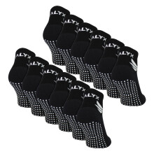 (6-11, Black) TALYX - 12 Pack Mens Bamboo Ankle Grip Socks | Reinforced Heel & Toe Soft Non Slip Socks