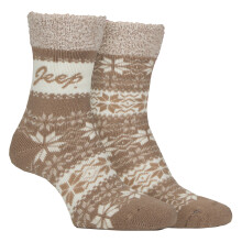 (04-Aug, Beige) Jeep - Jeep - 2 Paar Damen Thermosocken Fair Isle Muster Warme Wintersocken
