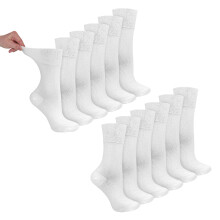 (04-Aug, Weiß) Dr.Socks - Dr.Socks - 12 Paar Damen Bambus Diabetiker Socken Ohne Bund Weich