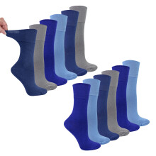 (04-Aug, Blues) Dr.Socks - Dr.Socks - 12 Paar Damen Bambus Diabetiker Socken Ohne Bund Weich