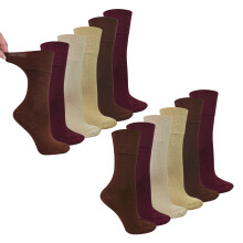(04-Aug, Browns) Dr.Socks - Dr.Socks - 12 Paar Damen Bambus Diabetiker Socken Ohne Bund Weich