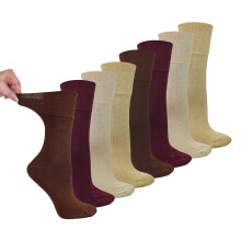 (04-Aug, Browns) Dr.Socks - Dr.Socks - 8 Paar Damen Bambus Diabetiker Socken Weich Ohne Bund