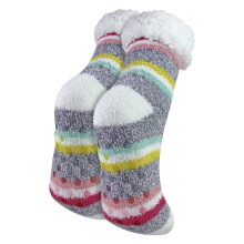 (04-Aug, Mehrstreifen) Sock Snob - Sock Snob - Damen Kuschelsocken Flauschig Weich Lounge Haussocken