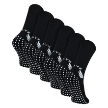 (6-11, Black) TALYX - 6 Pack Mens Bamboo Crew Grip Socks | Reinforced Heel & Toe Soft Non Slip Socks