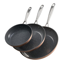 VEVOR Frying Pan Skillet, Aluminum Egg Fry Pans, 3 Piece (200, 270, 300 mm), Nonsitck Ceramic Heavy-Duty Skillets with Heat-Resistant Handle, Chef's