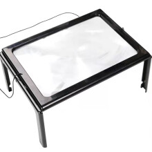 3X Full Page Magnifying Glass with LED Light and Stand, Foldable Neck Design for Hands Reading