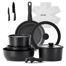 JEETEE Pots and Pans Set Non Stick 17pcs, Kitchen Cookware Sets with Detachable Handle, Induction Nonstick Cookware Set with Removable Handle,