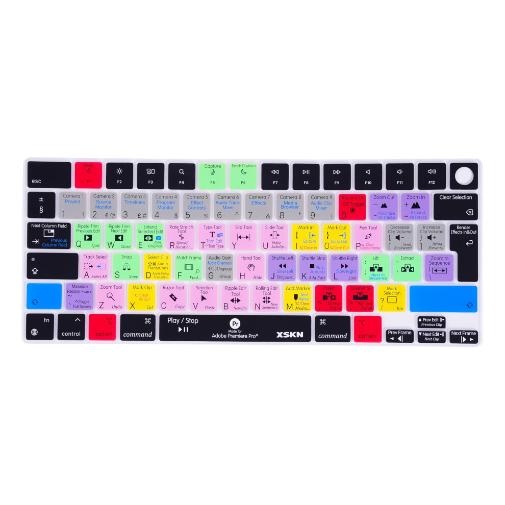 Xskn Premiere Pro Shortcut Eu Version Keyboard Cover Skin For 2026-2021 Macbook Pro 14 16 Inch Macbook Air 13 15 Inch With M5/M4/M3/M2/M1 And Macbook 762917029283