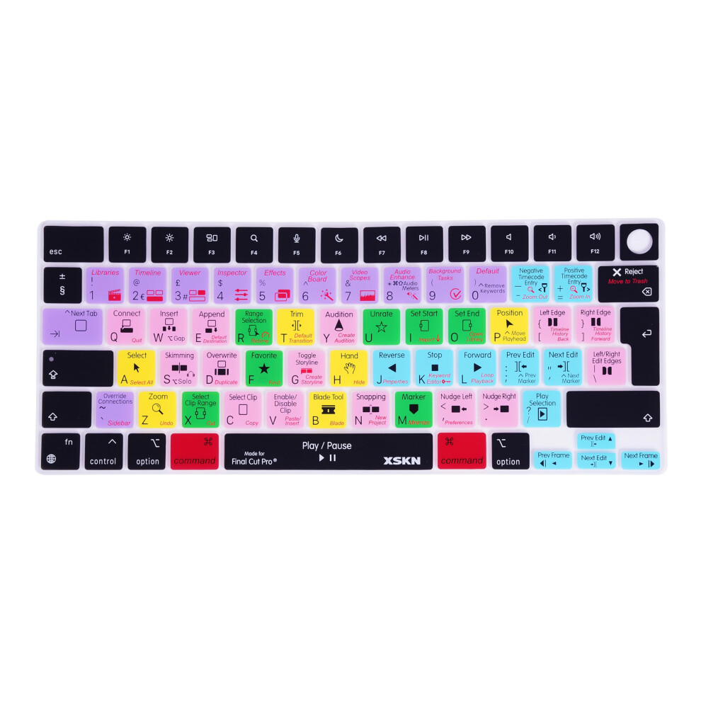 Xskn Final Cut Pro Shortcut Eu Version Keyboard Cover Skin For 2026-2021 Macbook Pro 14 16 Inch Macbook Air 13 15 Inch With M5/M4/M3/M2/M1 And Macbook 762917029269