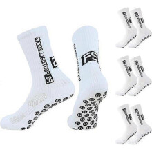 3 Pairs Non-Slip Socks, Men's Women's Sports Socks, Breathable Sock, for Basketball Trekking, Cycling, Rugby Yoga, White