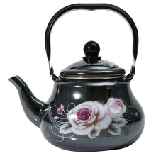 Vintage Black Enamel Tea Kettle Kitchen Use Stovetop Pot