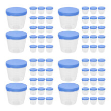 80Pcs Easy Carry Blue Plastic Urine Sample Cups Screw Lid