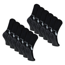 (06-Nov, Schwarz) TALYX - TALYX - 12er Pack Herren Bambus Crew Grip Socken, Rutschfest, Ferse & Spitze