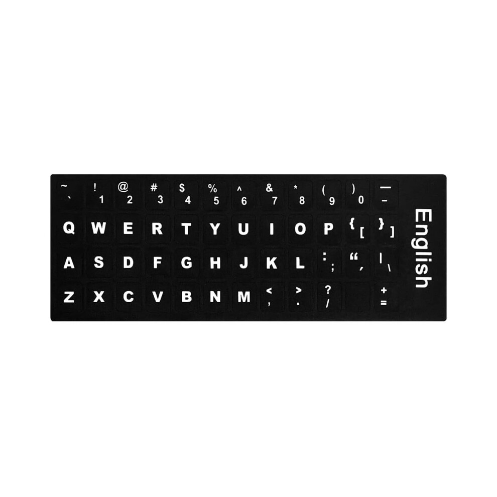 Hopzab Bold Frosted English Keyboard Replacement Stickers,White Lettering Background For Standard Keyboard Laptop Notebooka(Black) Black 748327612796