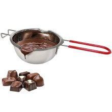 QLESHINING Chocolate Melting Pot 12oz(480ml), 18/8 Stainless Steel Universal Double Boiler Spouts, Heat-resistant Handle, Flat Bottom, Butter