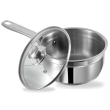 Stainless Steel Two Tone Saucepan with Glass Lid - Induction Friendly (2300 ml - Diameter 18 cm)