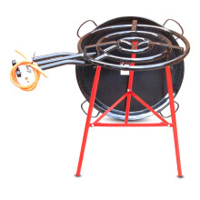Vaello Campos Catering Paella Kit - 60cm Gas Burner, 80cm Enamelled Steel Pan & Reinforced Tripod