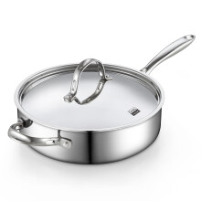 Cooks Standard 10.5 Inch 4 Quart Stainless Steel Saute Pan, Multi-Ply Clad Deep Fry Pan with Lid, Induction Cookware Pan, Versatile Stainless Steel