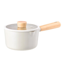 NEOFLAM FIKA 1.5QT Milk Pan with 2 Pour Spouts, Butter Warmer, Milk Boiling, Melting Pot for Stovetops and Induction, Wood Handle, Made in Korea (6" /