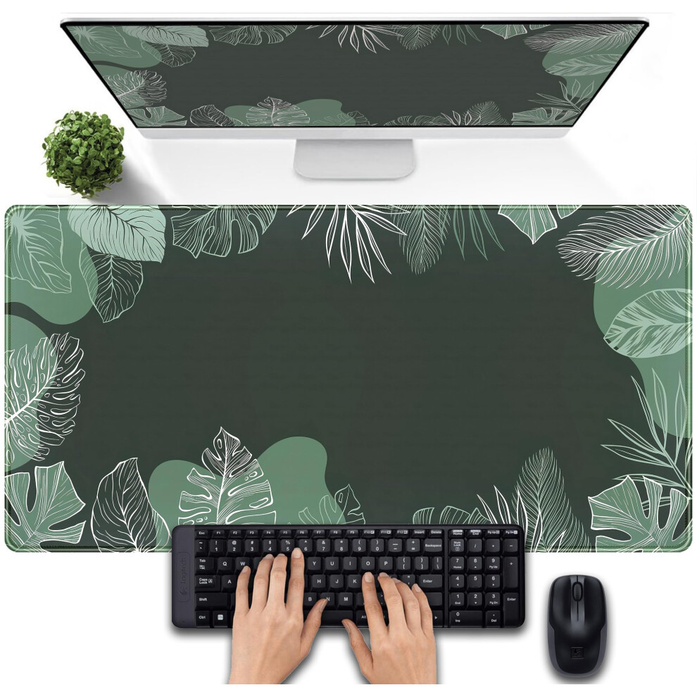 Plants Tropical Leaves Mouse Pad - Cute, Large Extended Gaming Desk Mat, Xxl Laptop Keyboard Mouse Mat - 31.5"X15.75" Green 790901200028