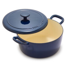 GreenPan x Bobby Flay 5.5QT Enameled Cast Iron Round Dutch Oven with Lid, Dual Handles, Oven Safe to 500F & Induction Suitable, Self Basting Lid,