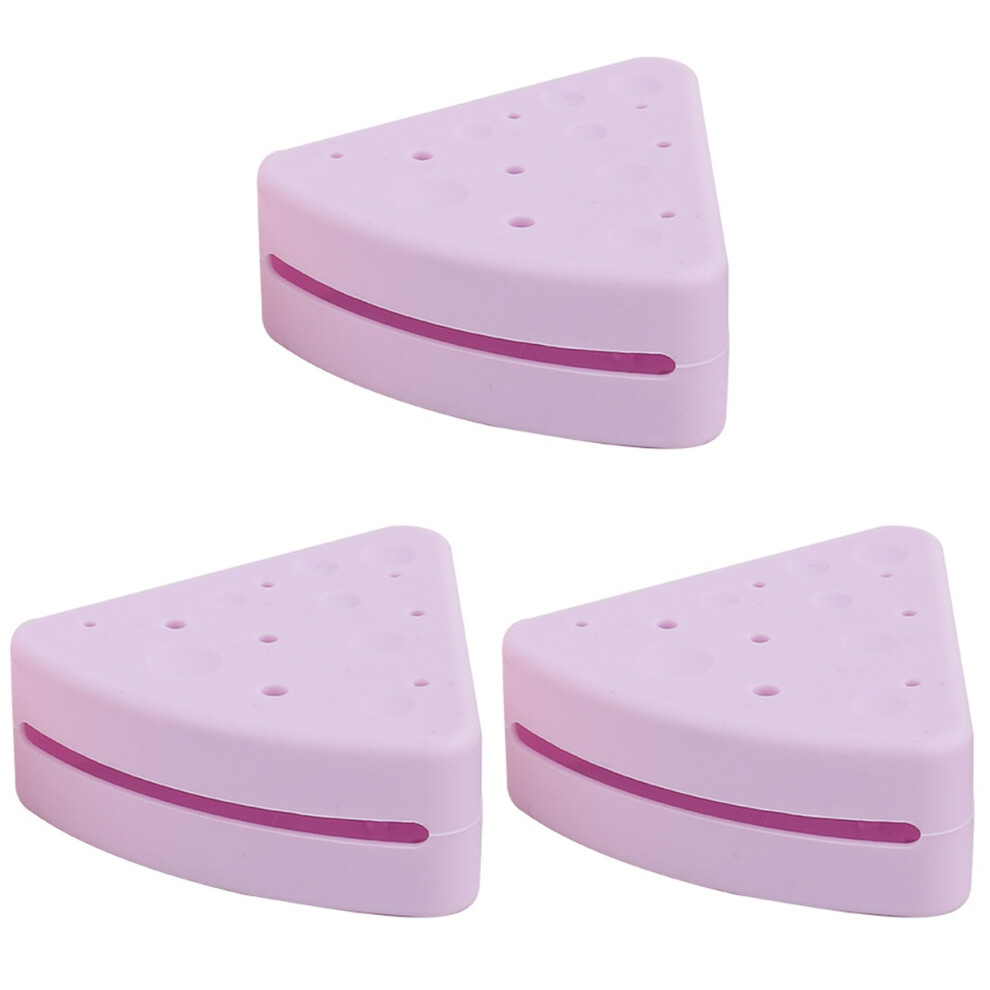 Totority Yellow 3Pcs Small Makeup Sponge Box Silicone Puff Holder Travel Case