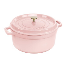 Staub Cast Iron Round Cocotte, Dutch Oven, 5.5-quart, serves 5-6, Made in France, Peony Pink
