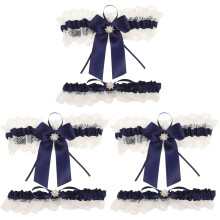 3Sets Bridal Dark Blue Lace Garters Lightweight Wedding Leg Bands