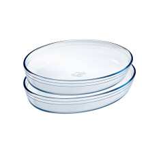 Ocuisine ?cuisine? Oval Glass Baking & Roasting Dishes Set of 2 Oval Roasters 1.6, 2.2LT | Extreme Resistance | Oven Safe - Freezer Safe - Microwave