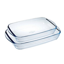 ?cuisine? Rectangular Glass Baking & Roasting Dishes | Extreme Resistance | Oven Safe - Freezer Safe - Microwave Safe (Rectangular Roaster Set of 2