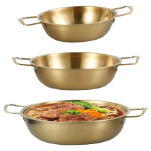 Set of 3 Korean Ramen Noodle Pot with Handle, Stainless Steel Ramen Cooking Pot Rustproof Practical, Golden Cooking Pot Korean Noodle Pot Saucepan
