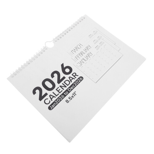 Twin Wire Binding 2026 Hanging Wall Calendar with Yearly Planner