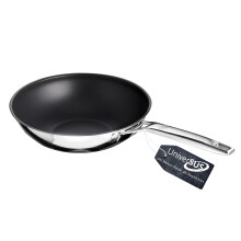 Schulte-Ufer Astral 64455-28 Wok Pan with UniverSUS Surface Structure Stainless Steel 28 cm